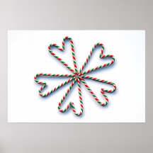 Christmas Candy Cane Heart Flower Poster