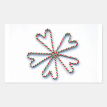 Christmas Candy Cane Heart Flower Rectangle Stickers