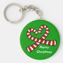 Christmas Candy Cane Heart Keychains