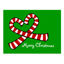 Christmas Candy Cane Heart Postcard