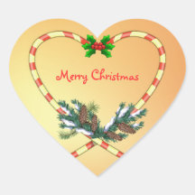 Christmas Candy cane, holly, pine, cones Sticker