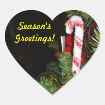 Christmas cane heart stickers