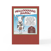 Christmas card: A cow's reminder to Santa