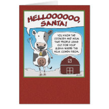 Christmas card: A cow's reminder to Santa