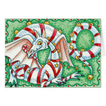 Christmas Card:  Candy Cane Christmas Dragon