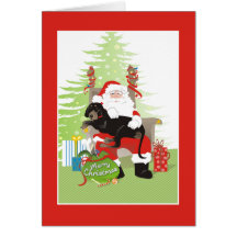 Christmas Card - Coonhound Dog - Black & Brown