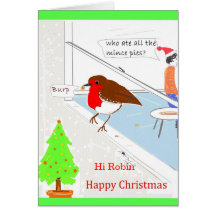 Christmas Card customizable cute robin