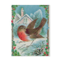 Christmas card depicting a robin postcards