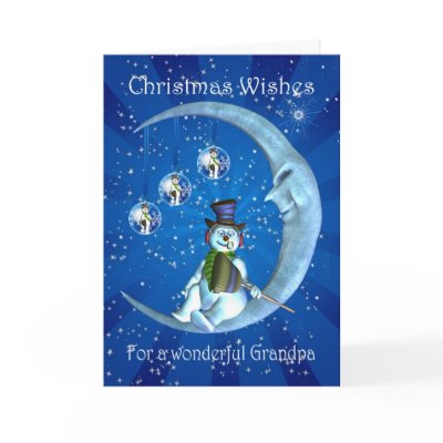 Christmas card, Grandpa Christmas, Snowman on the by moonlake
