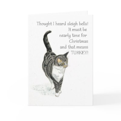 Christmas Card - Grey Tabby Cat by helikettle