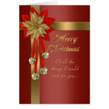Christmas card red and gold bells