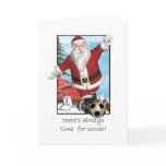 Christmas Card, Santa Playing Soccer