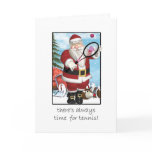 Christmas Card, Santa Playing Tennis