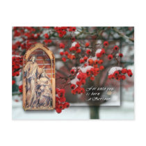 Christmas Card with Berries Postcard