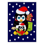 Christmas Card with Penguins and Polkadots
