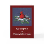 CHRISTMAS CARDINAL: BIRD: ART: SNOW