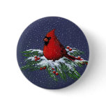 CHRISTMAS CARDINAL: BIRD: ART: SNOW BUTTONS