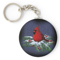 CHRISTMAS CARDINAL: BIRD: ART: SNOW