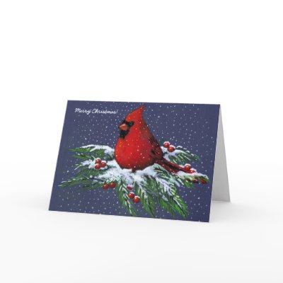 CHRISTMAS: CARDINAL: BIRD: SNOW: CARD by joyart