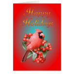 Christmas Cardinal on Berries