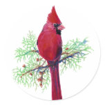 Christmas Cardinal Round Stickers