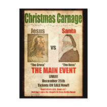 Christmas Carnage Jesus vs Santa postcard