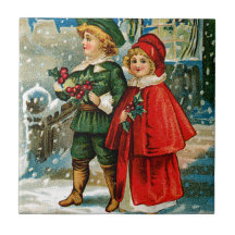 Christmas Carolers Ceramic Tiles