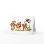 Christmas Cartoon Kitten Cats JOY CARD