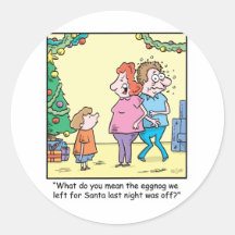 Christmas Cartoon Off Eggnog Round Sticker