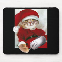 Christmas Cat and Computer Mouse Mouse Pad