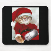 Christmas Cat and Computer Mouse Mouse Pad