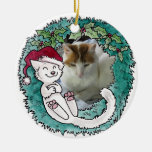 Christmas Cat Nap Wreath Photo Ornament