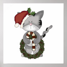 Christmas Cat Santa Claus Posters