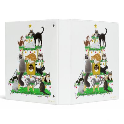 Christmas Cat Tree Avery Binder by twopurringcats