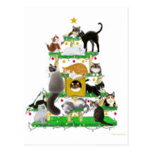 Christmas Cat Tree Postcard