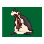 Christmas Cat with Bow Ribbon Post Cards
