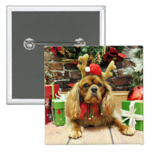 Christmas - Cavalier King Charles Spaniel - Cooper Button