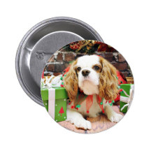 Christmas - Cavalier King Charles Spaniel  Mei Mei Pinback Button