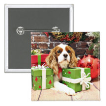 Christmas - Cavalier King Charles Spaniel - Poppy Buttons