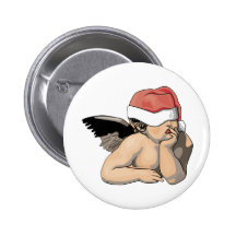 Christmas Cherub Pinback Button