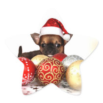 Christmas chihuahua puppy star sticker