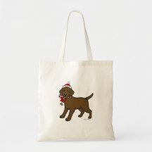 Christmas Chocolate Labrador Puppy Cartoon Bags
