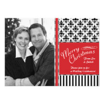 Christmas Cocktails Classy Damask Invitations