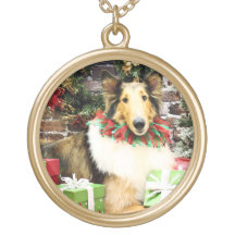 Christmas - Collie - Bean Personalized Necklace