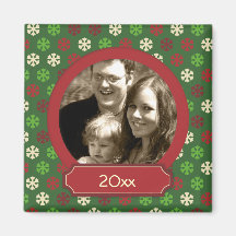 Christmas coloured snowflakes refrigerator magnets