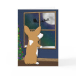 Christmas Corgi at Window Christmas Card
