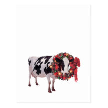 Christmas Cow Postcard Template Vertical