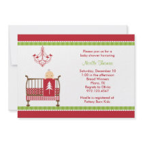 Christmas Crib Baby Shower Invitations
