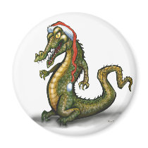 Christmas Crocodile Refrigerator Magnet