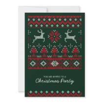 Christmas Cross-stitch Reindeer Party invitation
